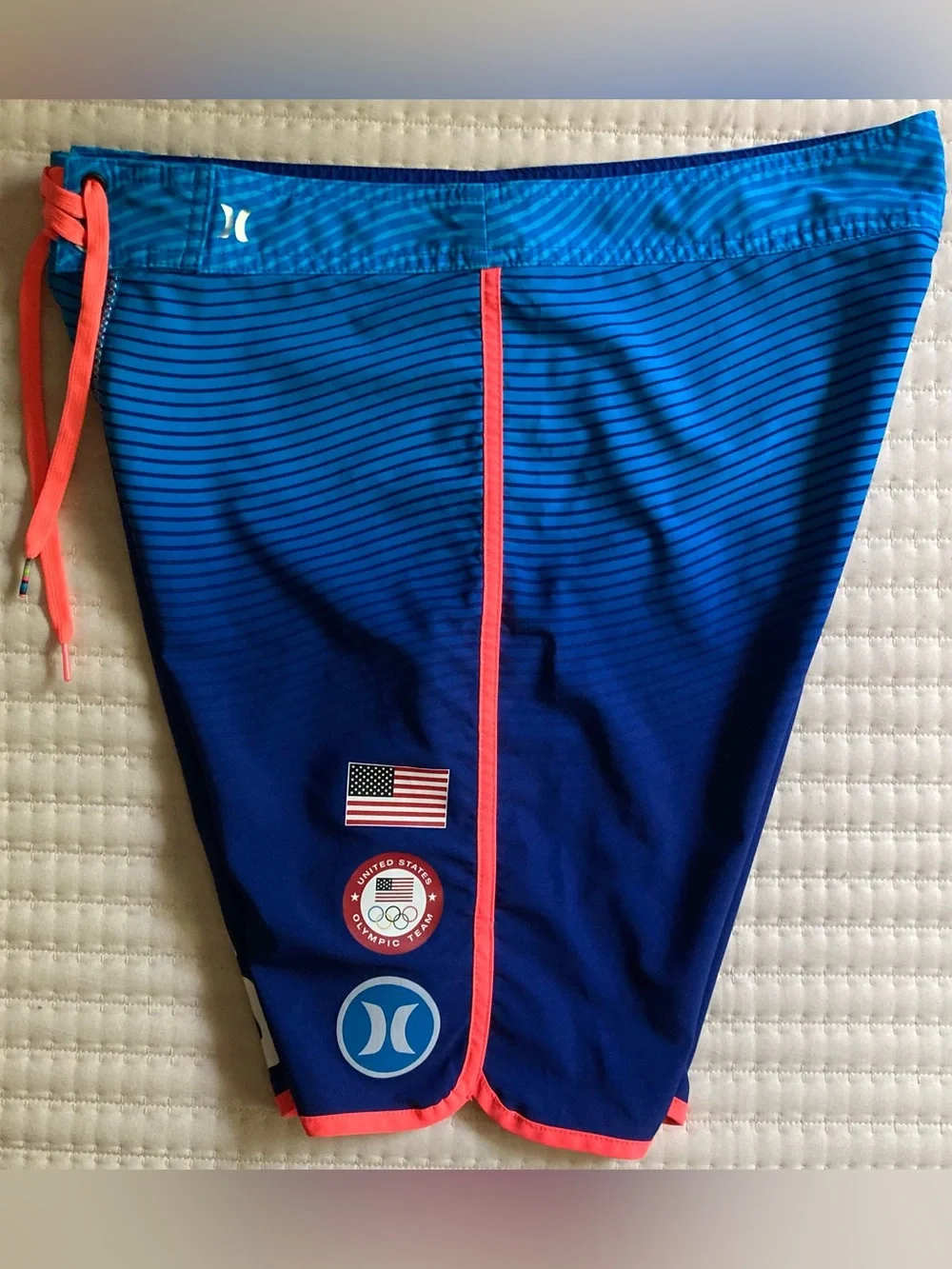 Hurley Phantom USA Olympic Board Shorts Men’s 32 Blue 7” Unlined Surf Swim Beach
